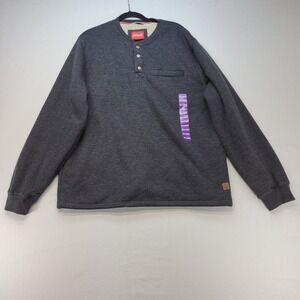 Coleman Henley Sweatshirt Mens 2XL Gray Sherpa Lined Waffle Knit Pullover